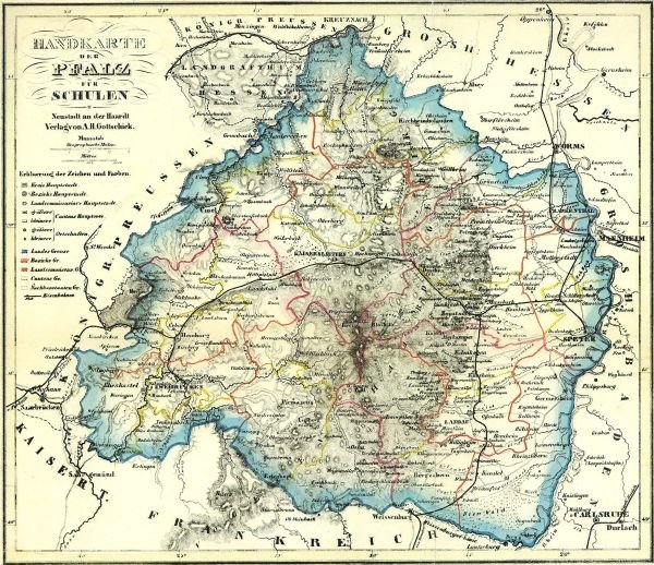 Karte der Pfalz um 1850