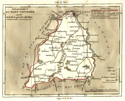 Historische Karte des Departement du Mont-Tonerre aus dem frühen 19. Jahrhundert
